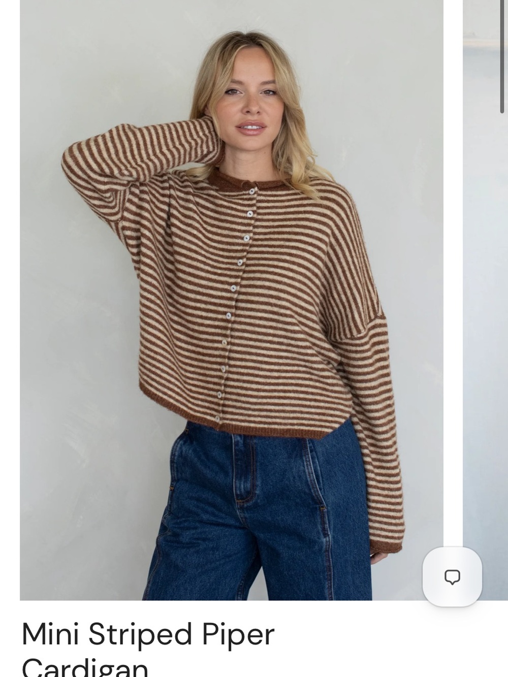 Things Between Brown and Cream Striped Button-Front Cardigan - Picture 3 of 3